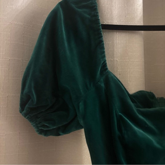 Vintage House of Bianchi Emerald Green Velvet & Taffeta Dress 80's Sweetheart - Picture 5 of 10